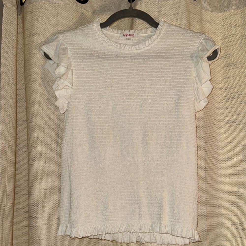 Goldie Lewinter White Ruffled Sleeve Top
